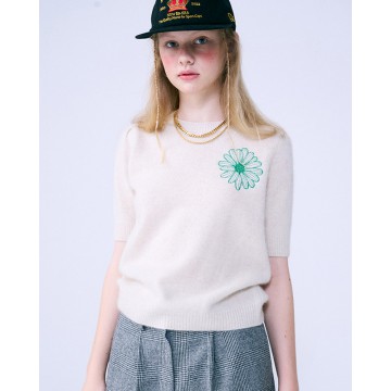 韓國MARDI MERCREDI - RACCOON BLENDED TOP SHORT SLEEVE (IVORY GREEN)