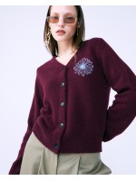 韓國MARDI MERCREDI - RACCOON BLENDED CARDIGAN V NECK (BURGUNDY SKY)
