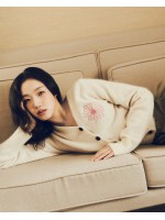 韓國MARDI MERCREDI - RACCOON BLENDED CARDIGAN V NECK (IVORY PINK)