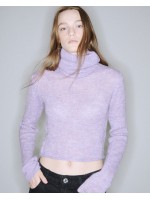 韓國MARDI MERCREDI - MOHAIR BLENDED CROPPED TURTLE NECK (LILAC)
