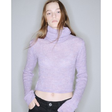韓國MARDI MERCREDI - MOHAIR BLENDED CROPPED TURTLE NECK (LILAC)