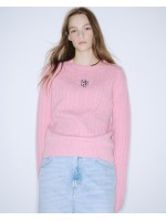 韓國MARDI MERCREDI - CASHMERE BLENDED CABLE CREW NECK MRCD (PEONY NAVY)
