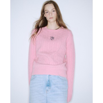 韓國MARDI MERCREDI - CASHMERE BLENDED CABLE CREW NECK MRCD (PEONY NAVY)