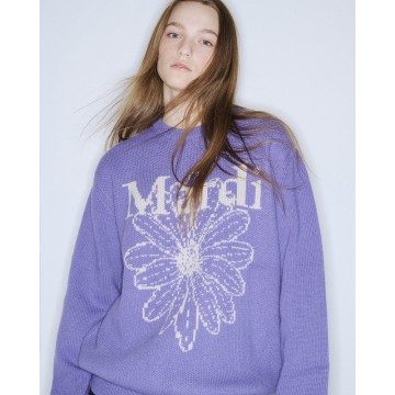 韓國MARDI MERCREDI - CASHMERE BLENDED PULLOVER FLOWERMARDI (BERRY IVORY)