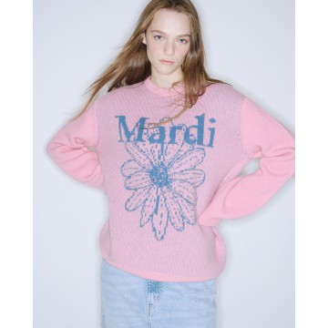 韓國MARDI MERCREDI - CASHMERE BLENDED PULLOVER FLOWERMARDI (PEONY BLUE)