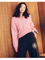 韓國MARDI MERCREDI - CASHMERE BLENDED CABLE HALF ZIP UP (PEONY)