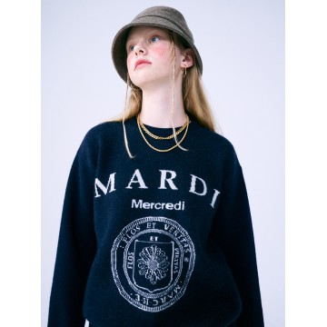 韓國MARDI MERCREDI - CASHMERE BLENDED PULLOVER UNIV (NAVY IVORY)