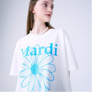 韓國MARDI MERCREDI - TSHIRT FLOWERMARDI (WHITE FLUOBLUE)