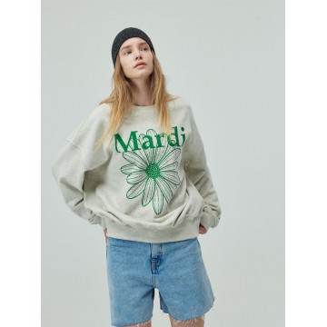 韓國MARDI MERCREDI - SWEATSHIRT FLOWERMARDI (OATMEAL GREEN)