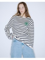 韓國MARDI MERCREDI - TSHIRT LONG SLEEVE STRIPE (IVORY GREEN)