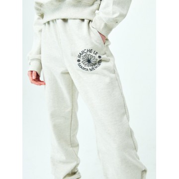韓國MARDI MERCREDI - SWEAT PANTS MARCHE EMBLEM (OATMEAL BLACK)