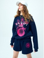 韓國MARDI MERCREDI - SWEAT SHORTS MARCHE EMBLEM NEEDLEWORK (NAVY VIOLET)
