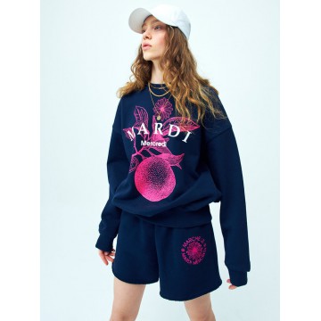 韓國MARDI MERCREDI - SWEAT SHORTS MARCHE EMBLEM NEEDLEWORK (NAVY VIOLET)