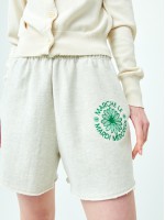 韓國MARDI MERCREDI - SWEAT SHORTS MARCHE EMBLEM NEEDLEWORK (OATMEAL GREEN)