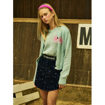 韓國MARDI MERCREDI - MOHAIR CARDIGAN V NECK (MINT PINK)