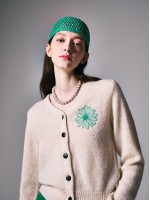 韓國MARDI MERCREDI - MOHAIR CARDIGAN V NECK (IVORY GREEN)