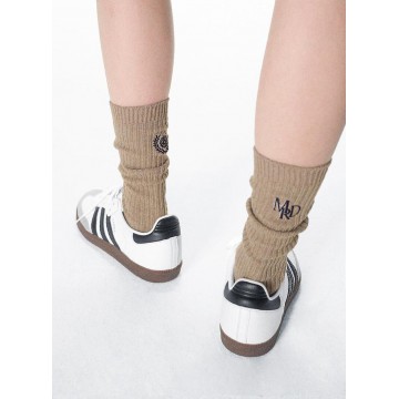 韓國MARDI MERCREDI - LONG SOCKS MRD LOGO (DARKBEIGE NAVY)