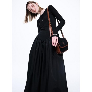 韓國MARDI MERCREDI - MAXI LAYERED DRESS STRAPLESS MRCD (BLACK WHITE)