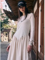 韓國MARDI MERCREDI - MAXI LAYERED DRESS STRAPLESS MRCD (OATMEAL BLACK)
