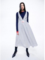 韓國MARDI MERCREDI - MAXI DRESS V NECK STRIPE (GREY)