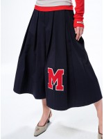 韓國MARDI MERCREDI - PLEATS MIDI SKIRT BOUCLE M (NAVY)