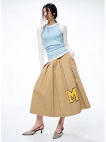 韓國MARDI MERCREDI - PLEATS MIDI SKIRT BOUCLE M (BEIGE)