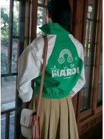 韓國MARDI MERCREDI - WINDBREAKER ZIP UP RAINBOW (GREEN IVORY)