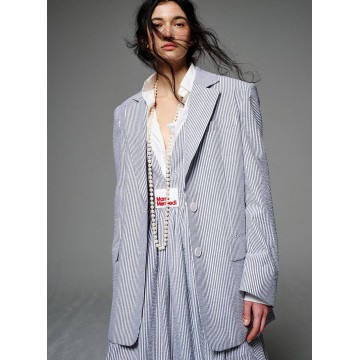 韓國MARDI MERCREDI - SEERSUCKER JACKET STRIPE (GREY)