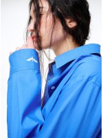 韓國MARDI MERCREDI - POPLIN SHIRT CUFF NEEDLEWORK (BLUE IVORY)