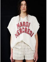 韓國MARDI MERCREDI - COTTON CABLE VEST LOGO (IVORY)