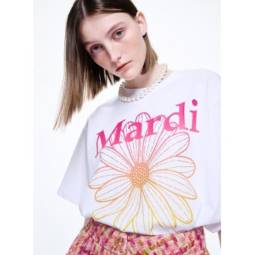 韓國MARDI MERCREDI - TSHIRT FLOWERMARDI GRADATION (WHITE PINK)