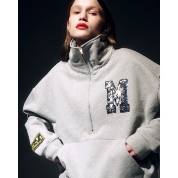 韓國MARDI MERCREDI - HALF ZIP UP LOGO M_GREY
