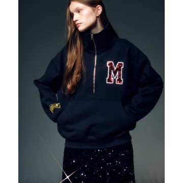 韓國MARDI MERCREDI - HALF ZIP UP LOGO M_NAVY