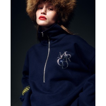 韓國MARDI MERCREDI - HALF ZIP UP LOGO MRCD_NAVY SILVER