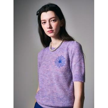 韓國MARDI MERCREDI - MOHAIR TOP PUFF SLEEVE (LILAC BLUE)