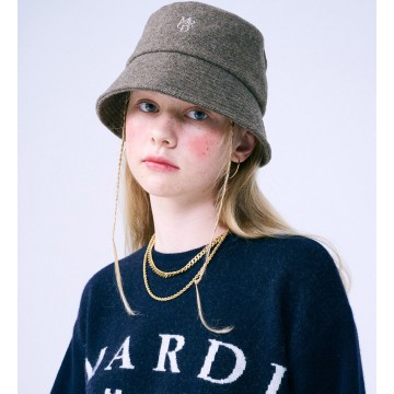韓國MARDI MERCREDI - WOOL BUCKET HAT TWILL MRCD (BROWN BEIGE)