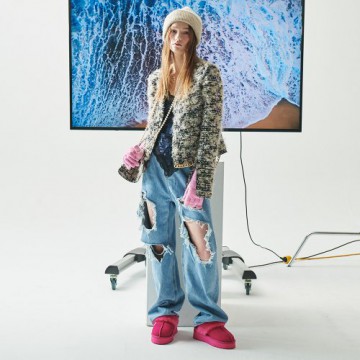 韓國MARDI MERCREDI - PLATFORM FUR SLIPPER (PINK)