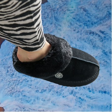 韓國MARDI MERCREDI - PLATFORM FUR SLIPPER (BLACK)