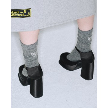 韓國MARDI MERCREDI - ALPACA SOCKS MRD LOGO (GREY IVORY)