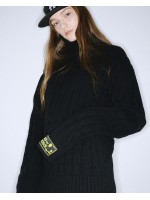 韓國MARDI MERCREDI - CASHMERE BLENDED CABLE OVERSIZED TURTLE NECK (BLACK)