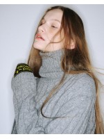 韓國MARDI MERCREDI - CASHMERE BLENDED CABLE OVERSIZED TURTLE NECK (GREY)
