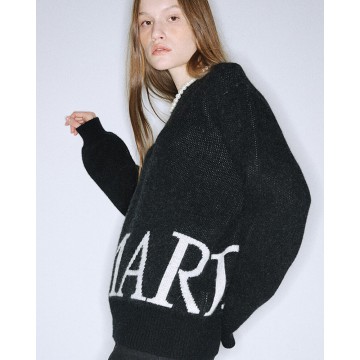 韓國MARDI MERCREDI - CASHMERE BLENDED PULLOVER LOGO SIMPLE (BLACK IVORY)