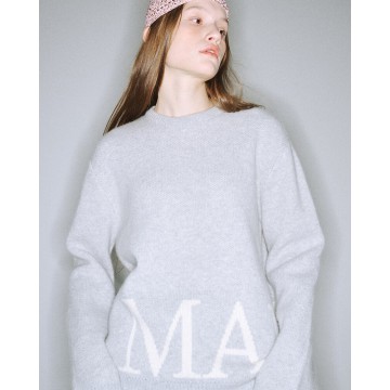 韓國MARDI MERCREDI - CASHMERE BLENDED PULLOVER LOGO SIMPLE (HEATHER IVORY)
