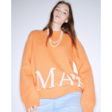 韓國MARDI MERCREDI - CASHMERE BLENDED PULLOVER LOGO SIMPLE (ORANGE IVORY)
