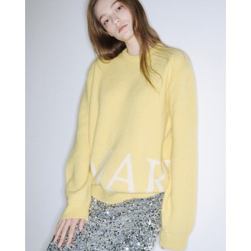 韓國MARDI MERCREDI - CASHMERE BLENDED PULLOVER LOGO SIMPLE (LEMON IVORY)