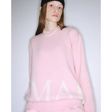 韓國MARDI MERCREDI - CASHMERE BLENDED PULLOVER LOGO SIMPLE (LIGHTPINK IVORY)