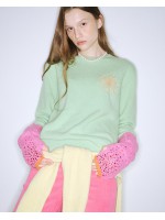 韓國MARDI MERCREDI - RACCOON BLENDED BASIC CREW NECK (LIME ORANGE)