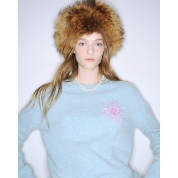 韓國MARDI MERCREDI - RACCOON BLENDED BASIC CREW NECK (MINT PINK)