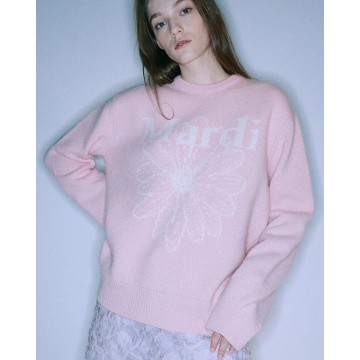 韓國MARDI MERCREDI - CASHMERE BLENDED PULLOVER FLOWERMARDI (PINK IVORY)