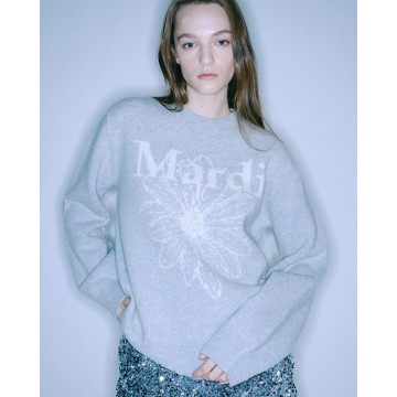 韓國MARDI MERCREDI - CASHMERE BLENDED PULLOVER FLOWERMARDI (GREY IVORY)